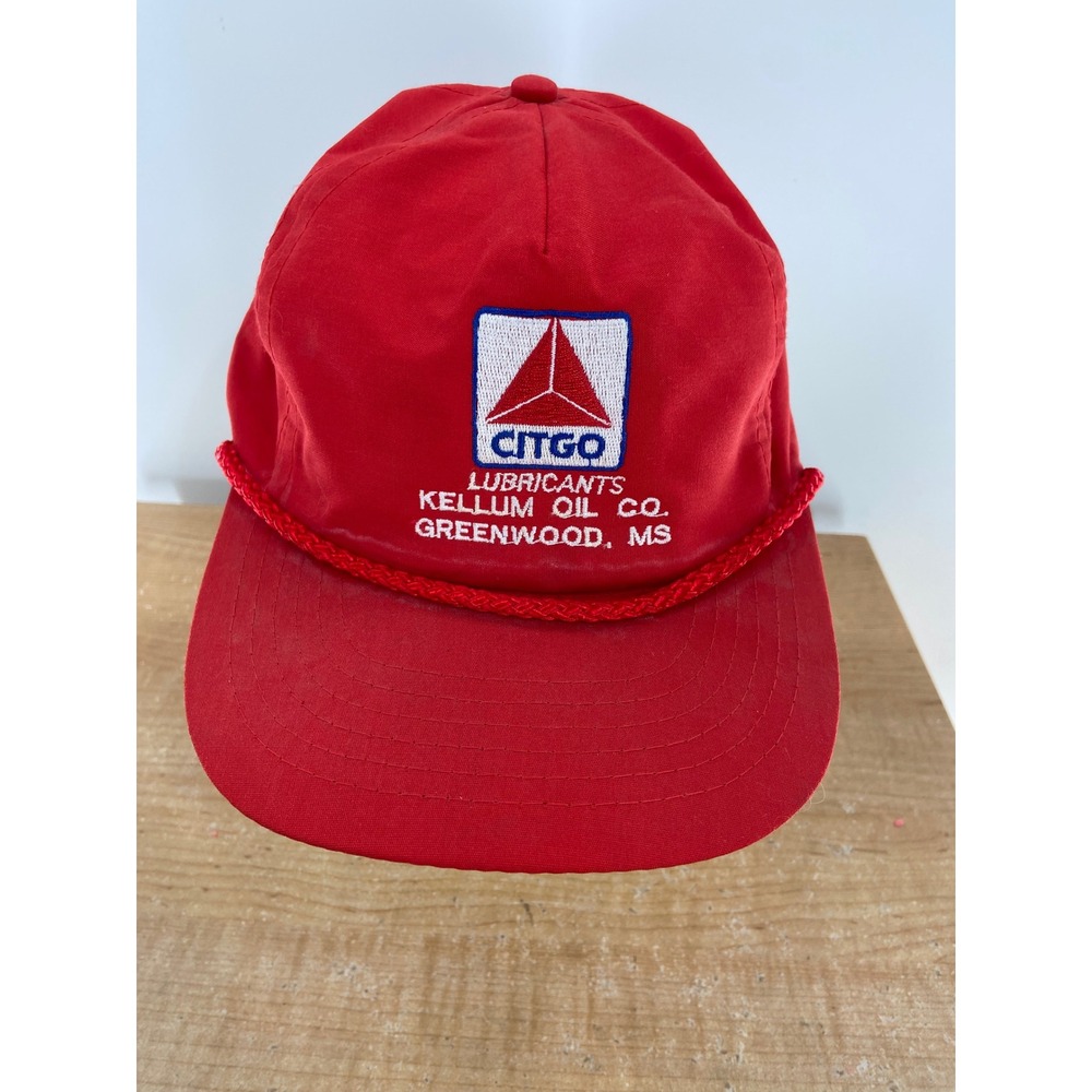 Vintage Red CITGO Lubricants Kellum Oil Co. Snapback Hat Mens One Size